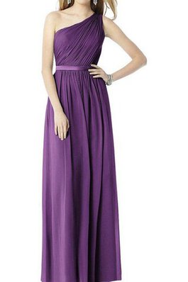 Robe demoiselle d'honneur avec chiffon ruché d'épaule asymétrique a-ligne