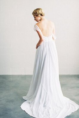 Robe de mariée avec sans manches croisade en chiffon col en forme de cœur dos nu