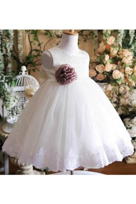 Robe de cortège enfant plissé avec perle decoration en fleur avec sans manches avec fleurs