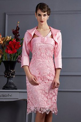 Ärmellos Elastischer Gewebter Satin Knielanges Wadenlanges Kurzes Brautmutterkleid
