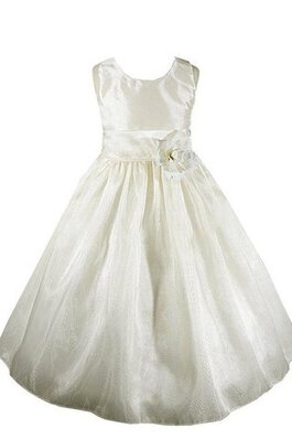 Abito da Cerimonia Bambini Senza Maniche Naturale con Piega A-Line Ball Gown Cappellino