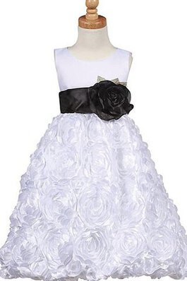 Robe de cortège enfant manche nulle avec fleurs ceinture de lotus