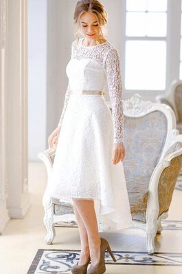 Robe de mariée delicat simple ligne a avec manche longue en satin