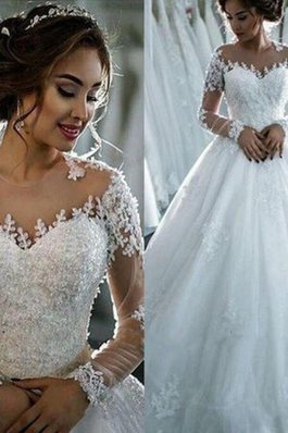 Robe de mariée captivant en tulle avec zip longue naturel