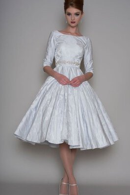 Robe de mariée décontracté elégant col ras du cou textile taffetas avec perle