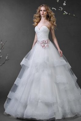 Vestido de Novia en Tul de Hasta el suelo de Escote Corazón de Natural de Escalonado