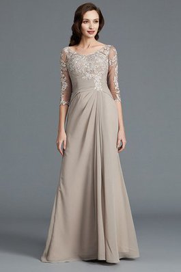 Robe mère de mariée encolure ronde en chiffon avec manche 1/2 jusqu'au sol a-ligne