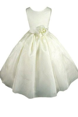 A-Line Reißverschluss Ärmellos knöchellanges Blumenmädchenkleid mit Blume