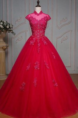 Tüll Perlenbesetztes Spitze Quinceanera Kleid mit Bordüre mit Jacke