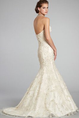 Robe de mariée naturel elégant textile en tulle avec broderie de sirène