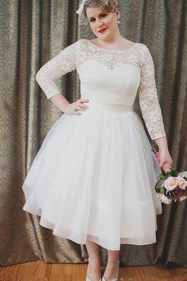 Robe de mariée plissage romantique ligne a avec manche 3/4 avec ruban