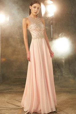 Robe de soirée naturel en chiffon de princesse encolure ronde ligne a