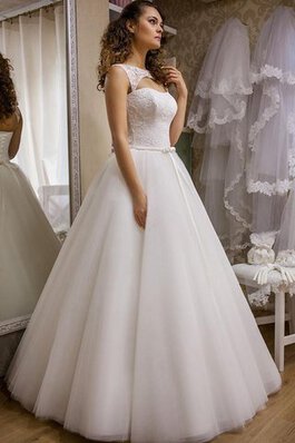 Robe de mariée naturel delicat col en bateau avec lacets avec sans manches