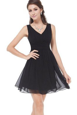 Ärmelloses gerüschtes A-Linie Chiffon schlichtes mini Jugendweihekleid