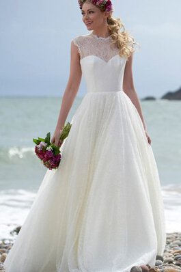 Robe de mariée romantique plissage distinguee manche nulle elevé