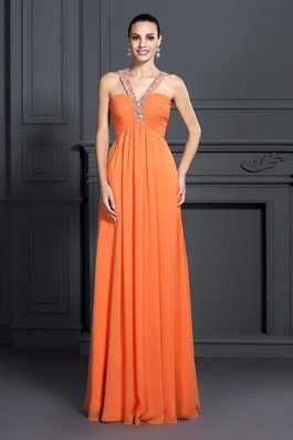 Chiffon Glamouröses Bodenlanges Anständiges Abendkleid mit Natürlicher Taille