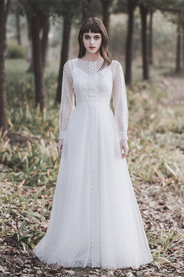 Robe de mariée ligne a parfait longueur au ras du sol modeste naturel