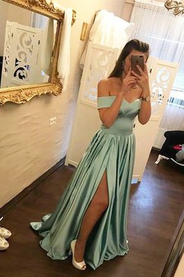 Robe de soirée de lotus adorable d'epaule ajourée en satin a-ligne