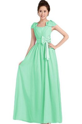 A-Line kurze Ärmeln plissiertes bodenlanges Brautjungfernkleid mit gekappten Ärmeln