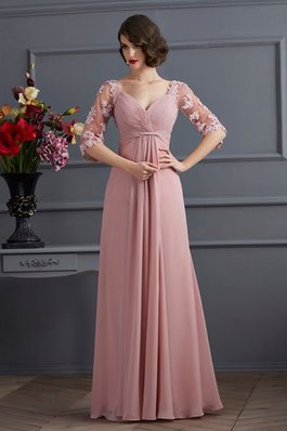 Ärmelloses Halbe Ärmeln Bodenlanges Abendkleid mit Natürlicher Taille aus Chiffon