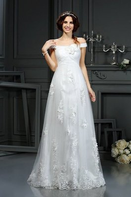 Abito da Sposa Coda A Strascico Corto con Applique Lunghi A-Line Principessa