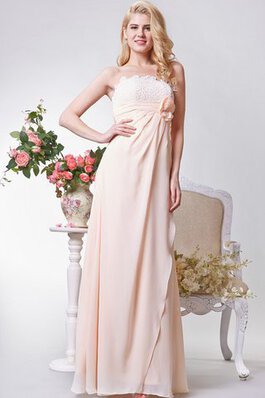 Robe demoiselle d'honneur romantique avec décoration dentelle ruché de bustier en chiffon