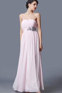 Abito da Sera con Fiore con Increspato in Chiffon alta vita con Cristino Lungo
