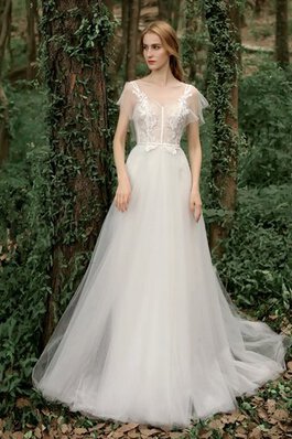 Abito da sposa in tulle spazzola treno convenzionale naturale bella a sala