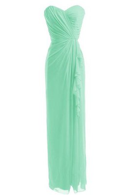 Robe demoiselle d'honneur en chiffon jusqu'au sol avec sans manches avec zip ruché