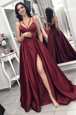 Robe de bal en satin populaire bretelles spaghetti de princesse naturel