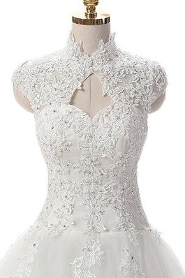 Abito da Sposa Lupetto Schiena Nuda in pizzo con Applique Buco Della Serratura Schiena Conotta