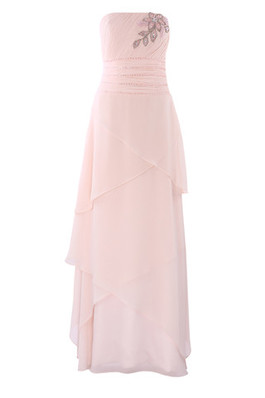 Kirche Chiffon formelles stilvolles Abendkleid mit natürlicher Taille ohne Träger