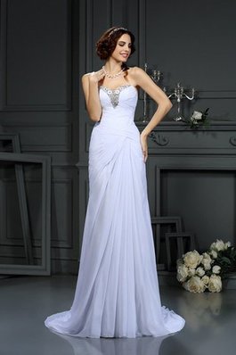 Robe de mariée luxueux naturel de col en cœur avec sans manches de traîne courte