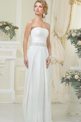 Robe de mariée naturel a-ligne avec lacets avec perle ruché