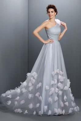 Robe de soirée sexy d'épaule asymétrique de princesse avec fleurs ligne a