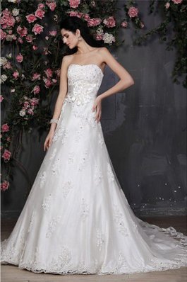 Abito da Sposa con Applique con Fiore Alta Vita Principessa Allacciato