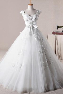 Abito da Sposa in Tulle in pizzo con Perline Lungo con Applique radiosa