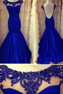 Schaufel-Ausschnitt Perlenbesetztes Bodenlanges Schlichtes Abendkleid mit Offenen Rücken