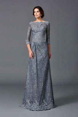 Robe mère de mariée naturel longue avec décoration dentelle ligne a en 3/4 manche