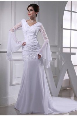 Robe de mariée facile broder avec zip avec perle de tour de ceinture empire