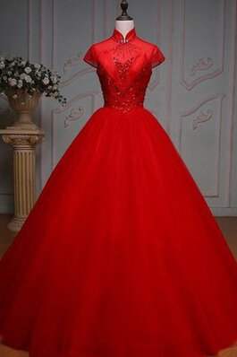 Spitze Perlenbesetztes Duchesse-Linie langes Quinceanera Kleid mit Bordüre mit Applikation