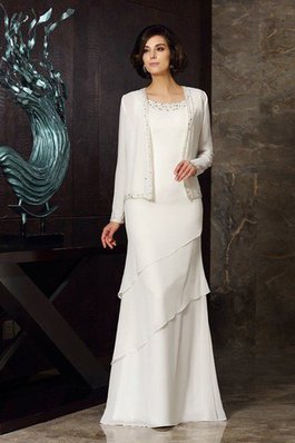 Robe mère de mariée longue encolure ronde jusqu'au sol avec perle en chiffon