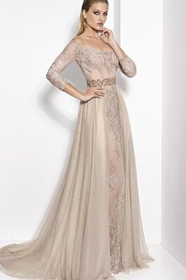 Robe de bal romantique d'epaule ecrite en 3/4 manche avec décoration dentelle a-ligne