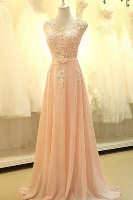 A-Linie Reißverschluss Chiffon Spitze Brautjungfernkleid mit Bordüre