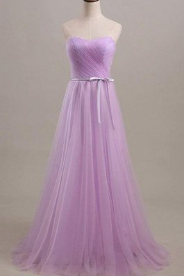 Ärmelloses Normale Taille Herz-Ausschnitt Brautjungfernkleid mit Schleife mit Gürtel