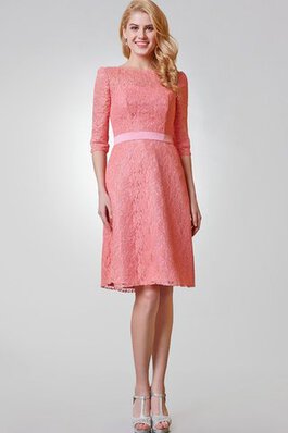 Spitze A Linie halbe Ärmeln prächtiges Cocktailkleid mit Gürtel mit Schleife