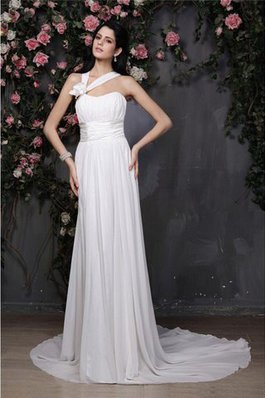 Abito da Sposa Tubino in Chiffon Senza Maniche Coda A Strascico Cappella Lunghi