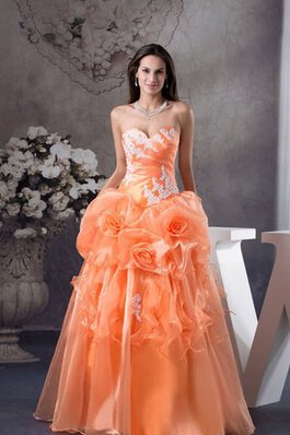 Abito Quinceanera con Increspature con Fiore Ball Gown Cuore con Applique