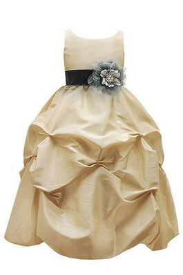 A-Linie Reißverschluss Bateau bodenlanges Blumenmädchenkleid mit Empire Taille mit Rüschen