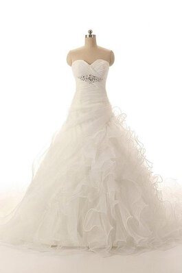 Abito da Sposa con Criss-cross radiosa con Perline Naturale A-Line Senza Maniche